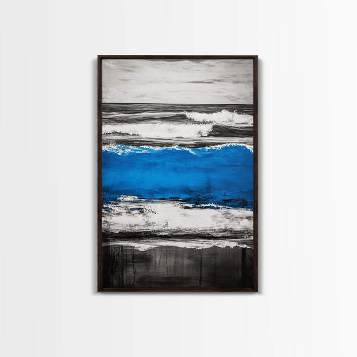 Rolling Waves, Beach Sunset, Blue Ocean, Canvas Print, Coastal Wall Art, Living Room Decor, Nautical Painting, Modern Seascape