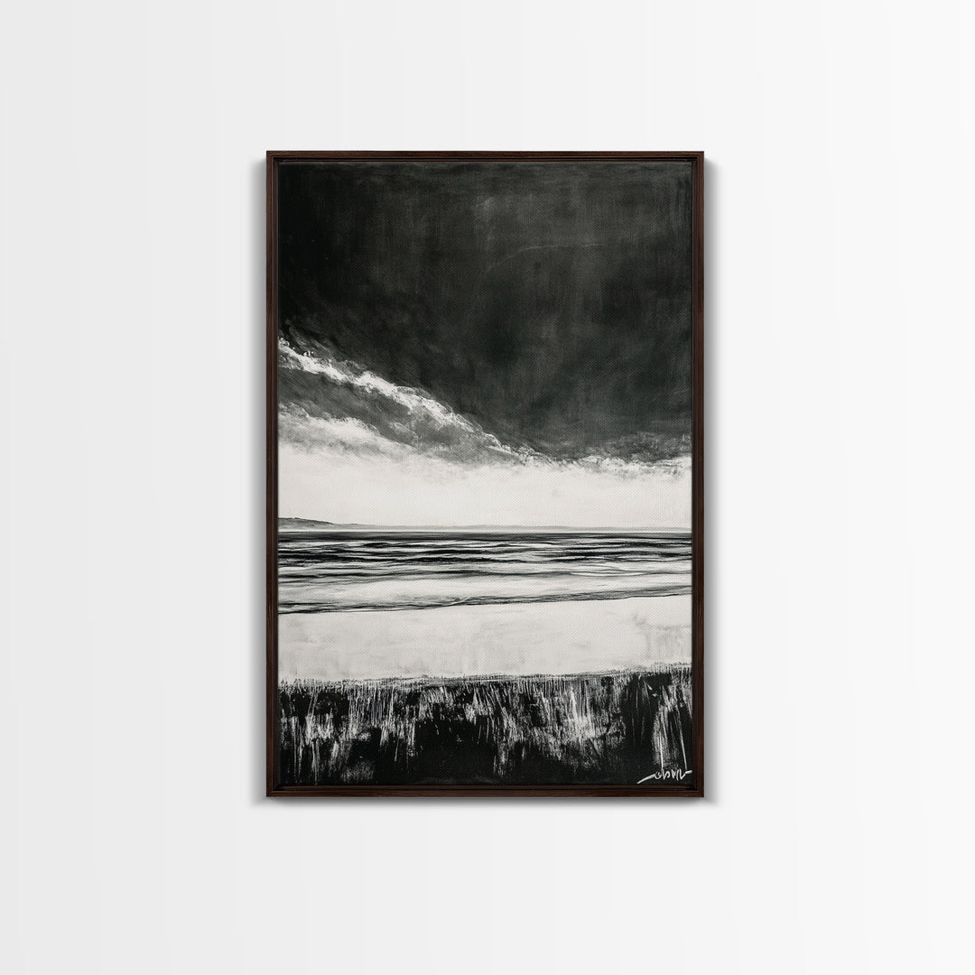 Dark Sky, Ocean Storm, Dramatic Seascape, Canvas Print, Moody Wall Art, Modern Coastal Decor, Nautical Painting, Living Room Art