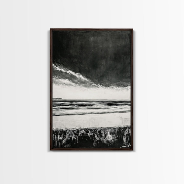 Dark Sky, Ocean Storm, Dramatic Seascape, Canvas Print, Moody Wall Art, Modern Coastal Decor, Nautical Painting, Living Room Art