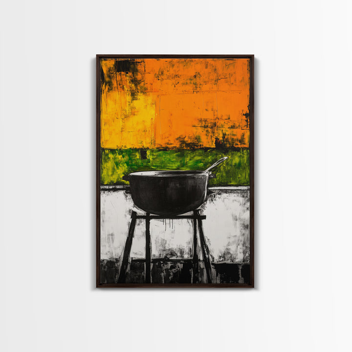 Abstract Kitchen Art, Modern Wall Decor, Rustic Cooking Print, Vibrant Boho Art, Large Wall Print, Dining Room Art, Framed Canvas Print