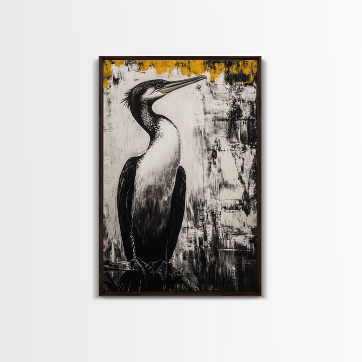 Bird Portrait Art, Nature Print, Wildlife Illustration, Black and White Art, Modern Rustic Decor, Living Room Art, Framed Canvas Print