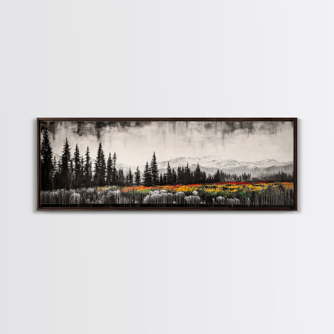 Mountain Landscape, Black and White Wall Art, Modern Nature Print, Rustic Living Room Decor, Autumn Canvas Print, Large Wall Art