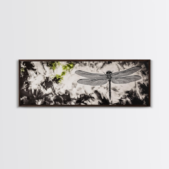 Dragonfly Sketch, Monochrome Nature, Canvas Print, Modern Wall Art, Minimalist Decor, Botanical Illustration, Bedroom Artwork