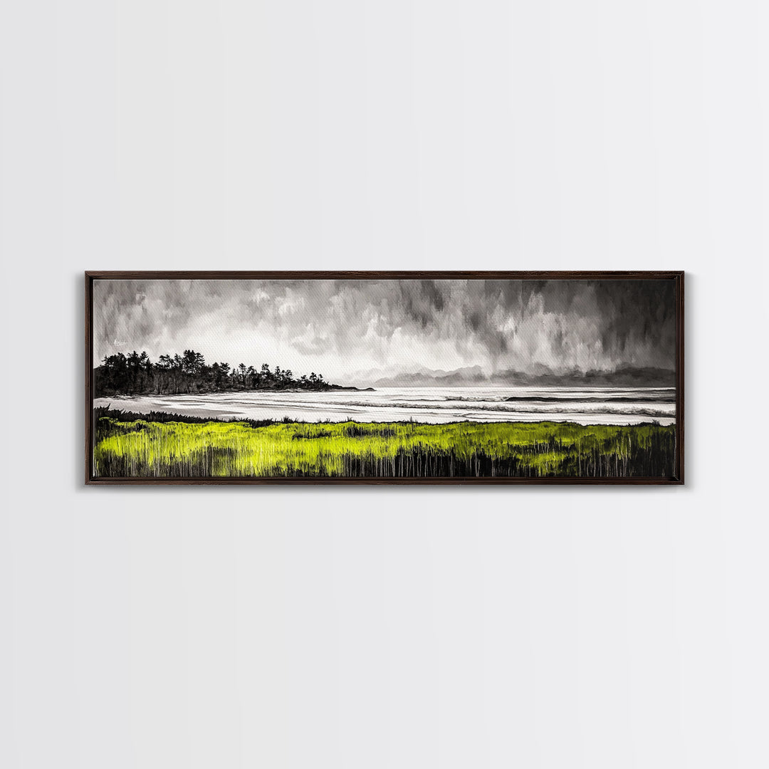 Coastal Storm, Ocean Waves, Black White Gray, Canvas Print, Beach House Decor, Nautical Wall Art, Modern Seascape, Bedroom Art