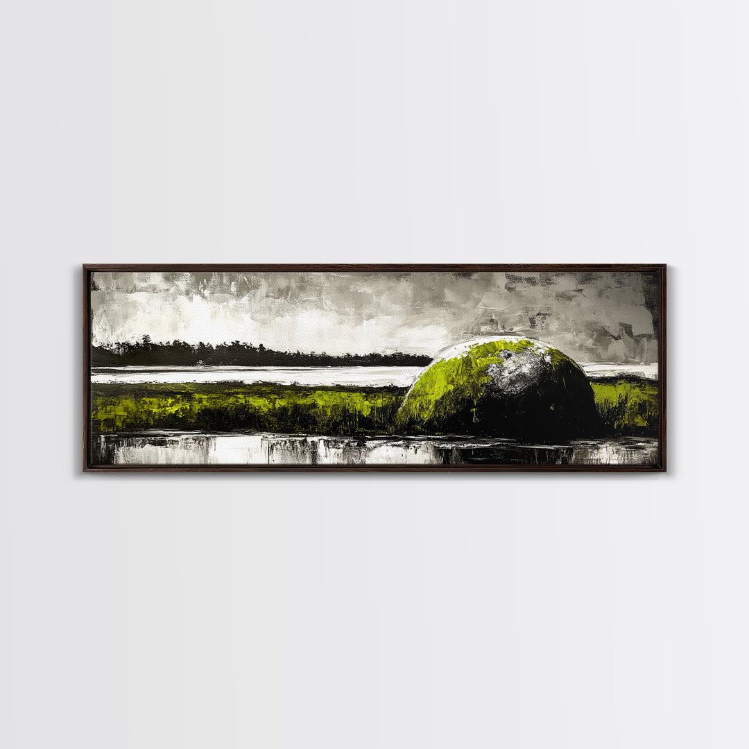 Abstract Hill, Nature Art, Landscape Painting, Contemporary Wall Decor, Framed Canvas Print, Office Wall Art, Earthy Tones, Minimalist Design