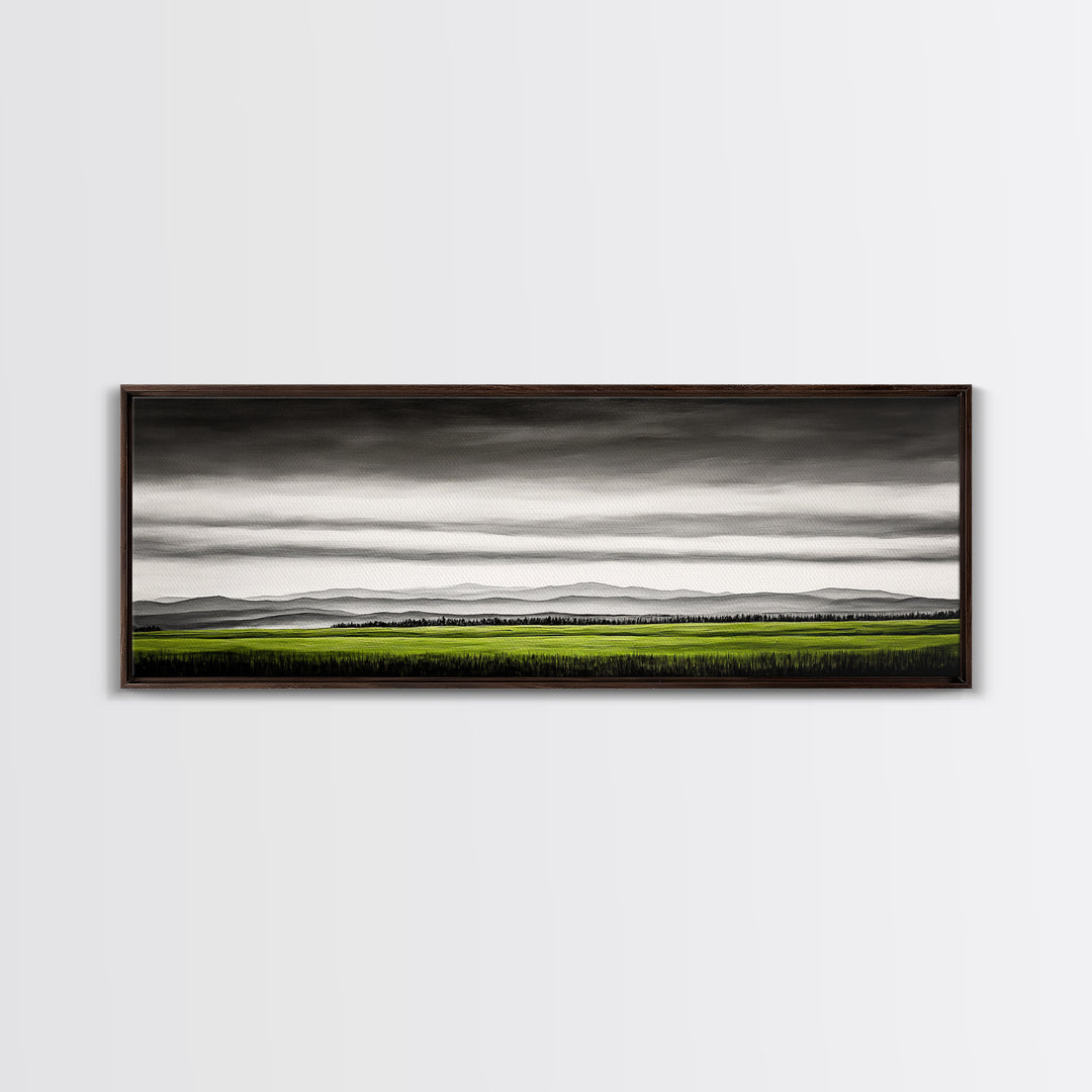 Rolling Hills, Green Fields, Minimalist Landscape, Canvas Print, Nature Wall Art, Modern Farmhouse, Rustic Decor, Office Aesthetic