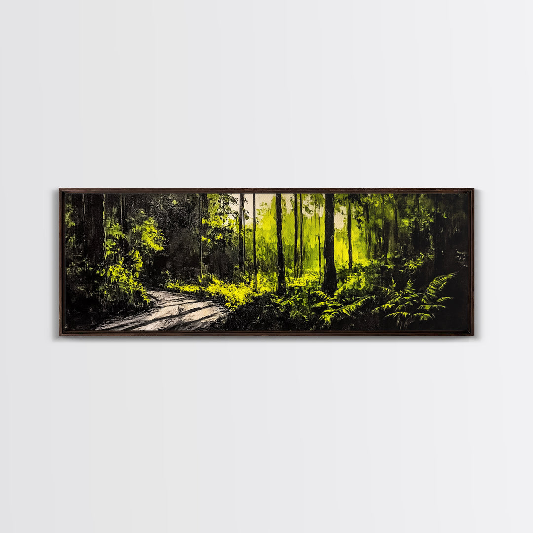Dark Forest, Mystical Path, Framed Canvas Print, Nature Inspired Wall Art, Greenery Home Decor, Large Wall Art, Living Room Art
