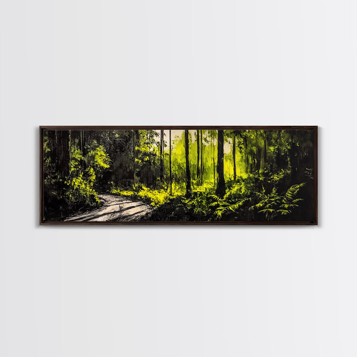 Dark Forest, Mystical Path, Framed Canvas Print, Nature Inspired Wall Art, Greenery Home Decor, Large Wall Art, Living Room Art