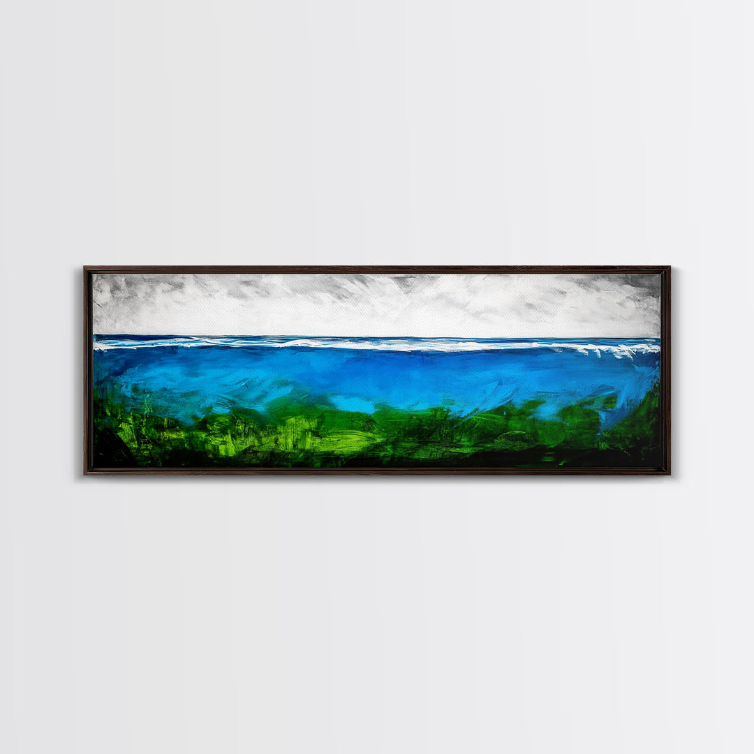 Deep Blue Ocean, Underwater Wall Art, Coastal Decor, Tranquil Seascape, Modern Beach Art, Large Canvas Print, Living Room Art