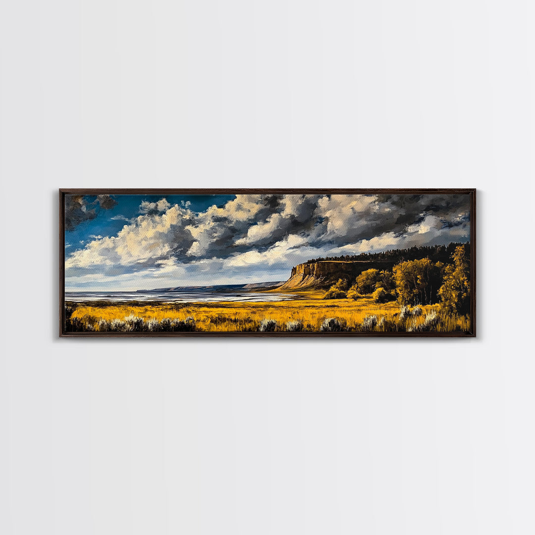 Dramatic Cliffs, Western Landscape, Bold Sky Art, Rustic Decor, Large Landscape Print, Wilderness Wall Art, Framed Canvas Print, Office Art