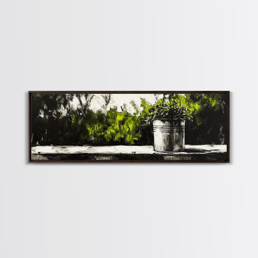 Potted Plant, Botanical Wall Art, Greenery Decor, Modern Minimalist Painting, Nature Inspired Home, Kitchen Wall Print, Canvas Print