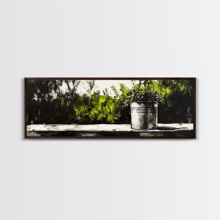 Potted Plant, Botanical Wall Art, Greenery Decor, Modern Minimalist Painting, Nature Inspired Home, Kitchen Wall Print, Canvas Print