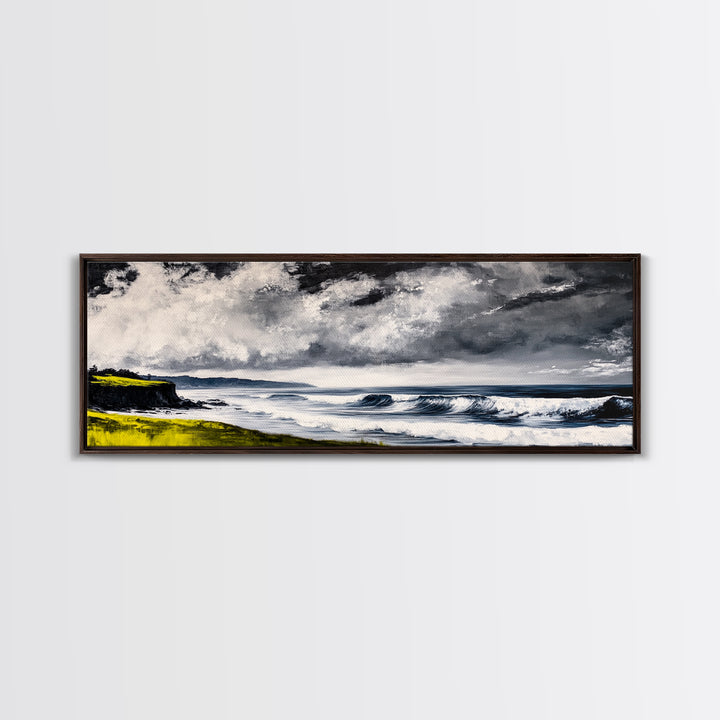 Stormy Waves, Coastal Landscape, Dramatic Ocean, Canvas Print, Nautical Wall Art, Beach House Decor, Seascape Painting, Living Room Art