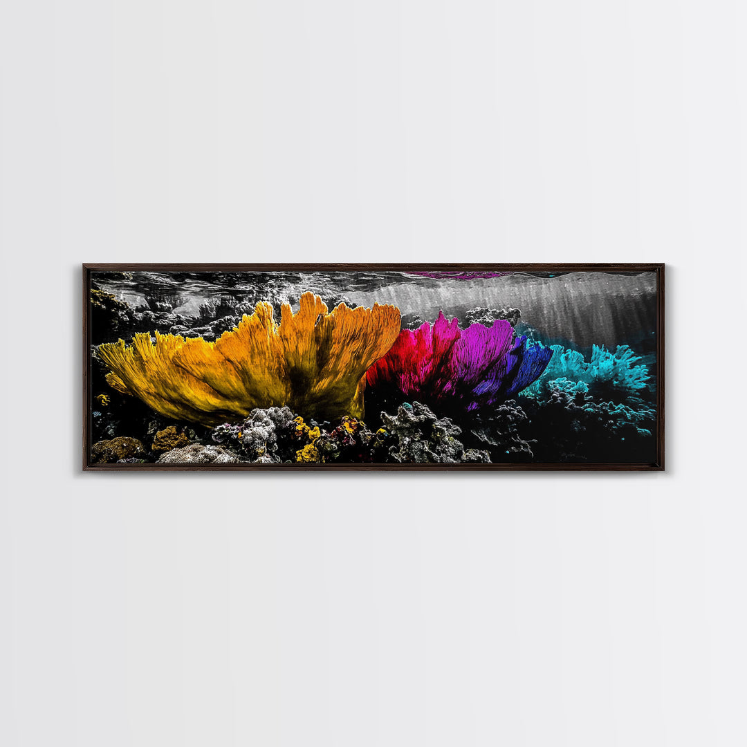 Abstract Reef, Vibrant Ocean, Canvas Print, Underwater Fantasy, Coastal Home Art, Marine Life Artwork, Modern Ocean Wall Decor