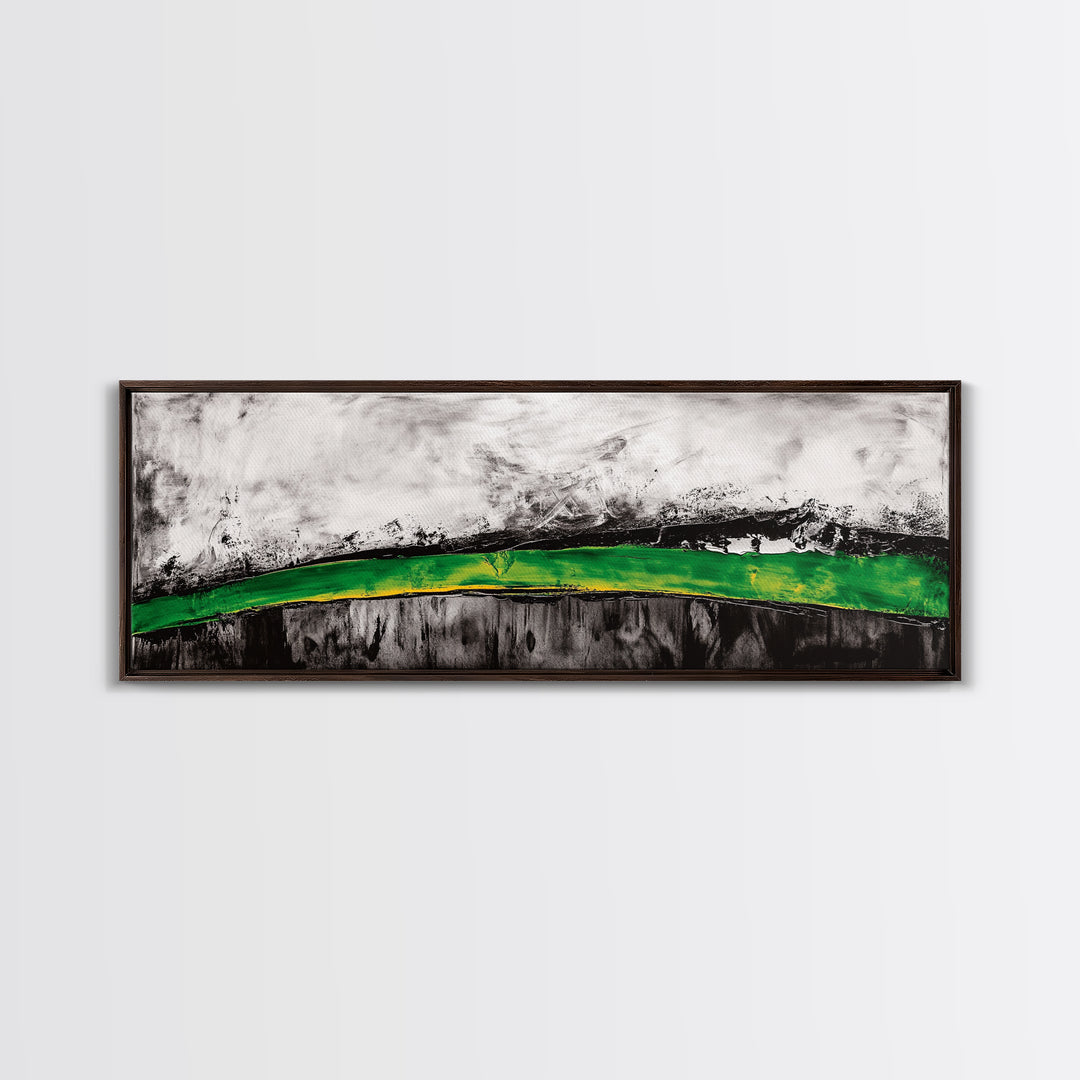 Bold Green Landscape, Abstract Horizon Art, Contemporary Nature Painting, Earthy Wall Decor, Office Wall Art, Framed Canvas Print