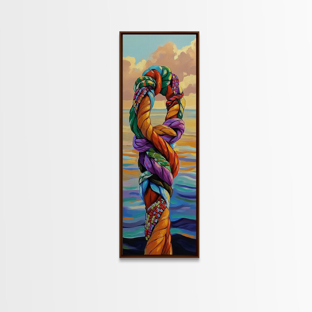 Nautical Rope, Abstract Art – Framed Canvas Print modern coastal wall art, vibrant marine themed decor, nautical nursery wall art, ocean painting