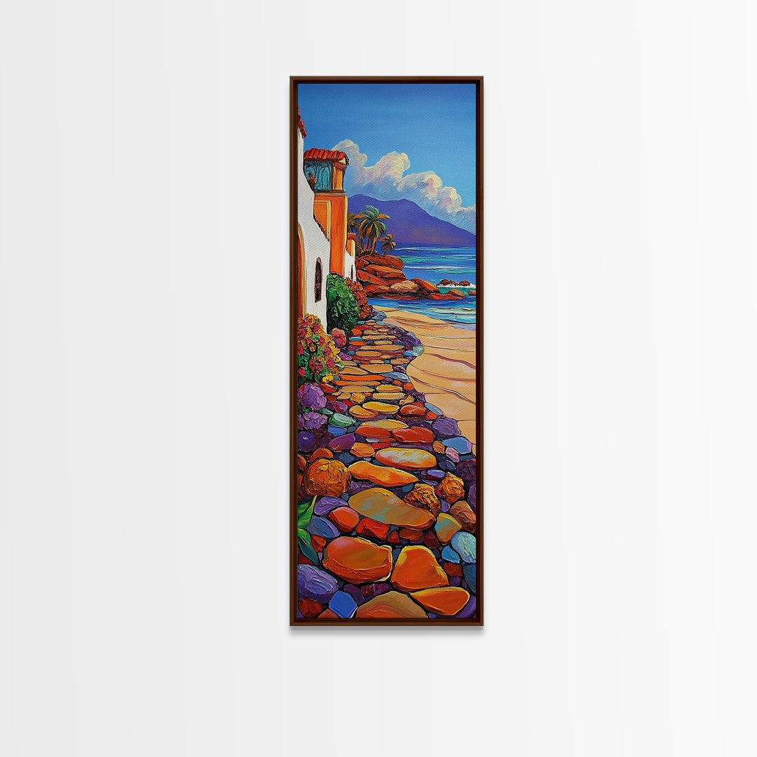 Beach, Pathway, Tropical, Coastal Homes Canvas Print, Vibrant Summer Landscape, Coastal Living Room Art, Oceanfront Wall Accent, Boho Beach Art