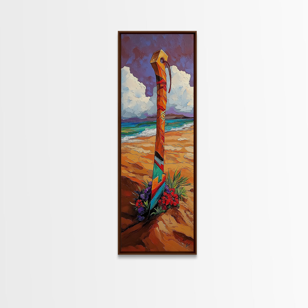 Beach Sword, Coastal Flowers, Tropical Beach Art, Vibrant Ocean Decor, Nautical Boho Style, Entryway Accent, Canvas Print