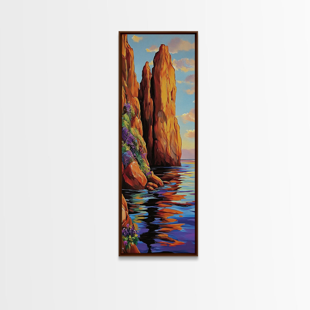 Cliffs, Ocean, Sunset, Majestic Seaside Rock Canvas Print, Bold Coastal Wall Art, Nature Lover Decor, Living Room or Office Art