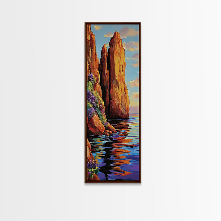 Cliffs, Ocean, Sunset, Majestic Seaside Rock Canvas Print, Bold Coastal Wall Art, Nature Lover Decor, Living Room or Office Art