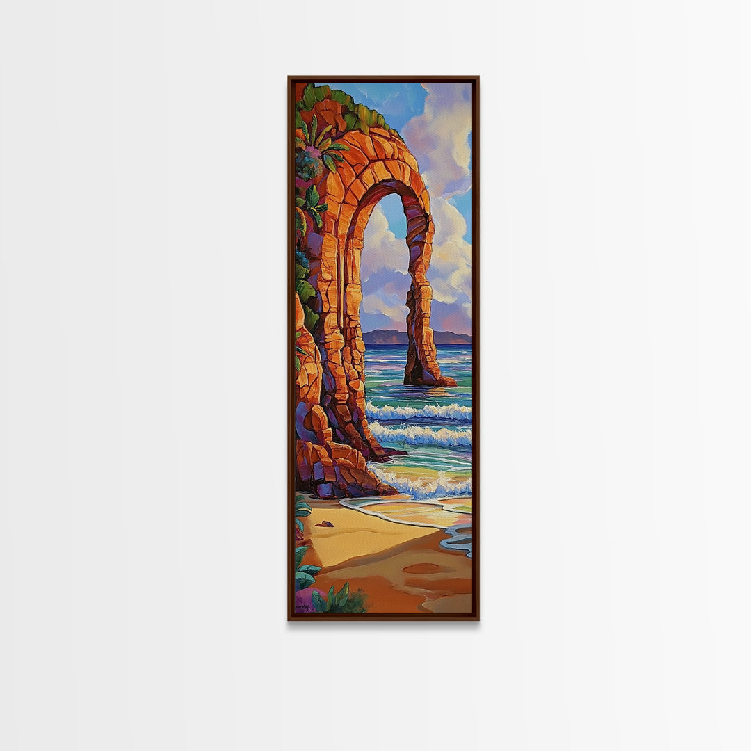 Ocean Arch, Coastal Vibes, Nature Escape, Canvas Print, Coastal wall art beach scene, vibrant seascape painting, boho bedroom decor