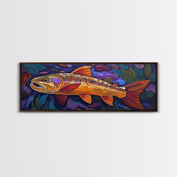 Golden Trout, Colorful Fish, Underwater Scene, Cabin Accent, Canvas Print, Fishing Lodge Decor, Rustic Nature Wall Art