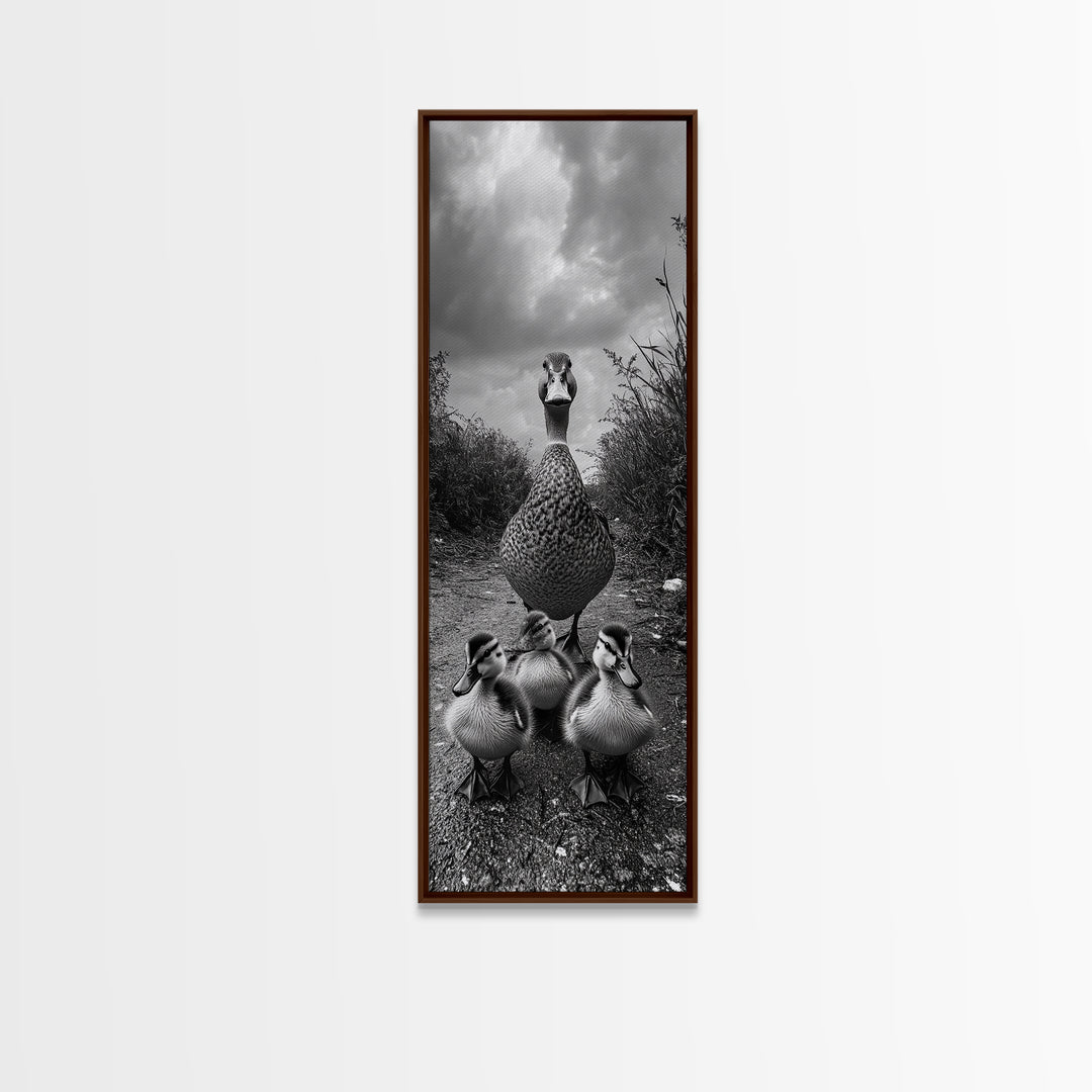 Duck Family, Wildlife Photography, Baby Ducks, Country Style, Canvas Print, Farmhouse Wall Art, Fall Animal Decor, Kids Room Art