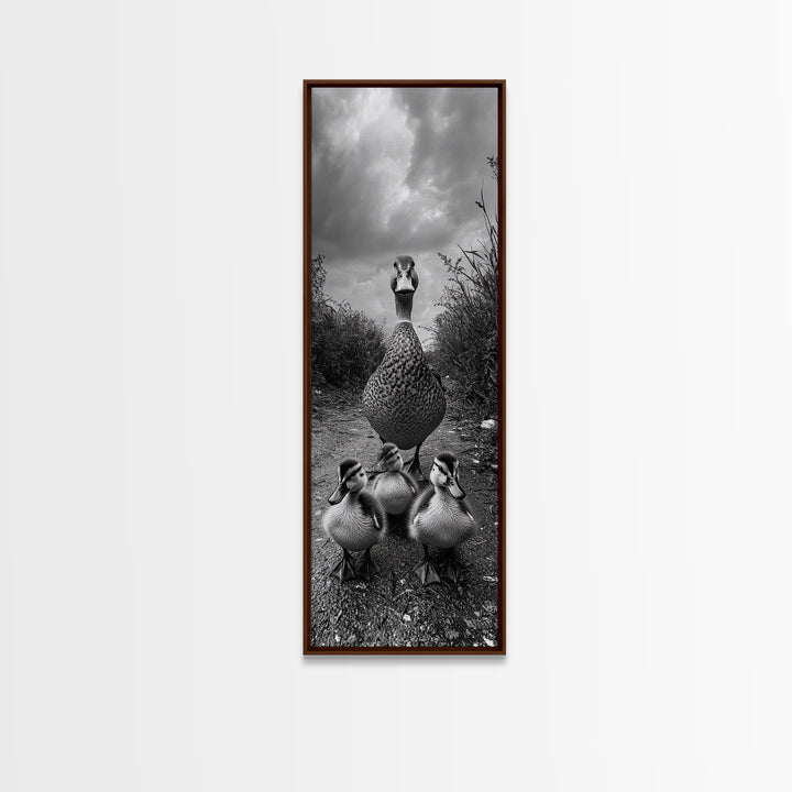 Duck Family, Wildlife Photography, Baby Ducks, Country Style, Canvas Print, Farmhouse Wall Art, Fall Animal Decor, Kids Room Art