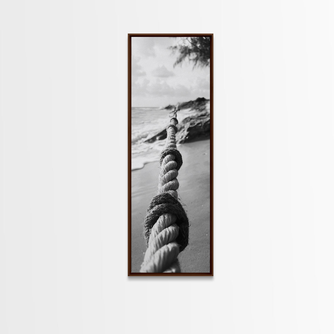 Nautical Rope, Coastal Focus, Rustic Texture, Canvas Print, Nautical wall art, Beach house decor, Minimalist bathroom art, Coastal bedroom print
