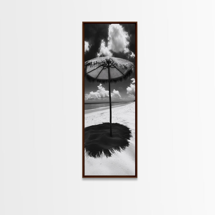 Beach Umbrella, Summer Shade, Ocean Serenity, Island Dreams, Coastal Peace, Framed Canvas Print, Living Room Wall Art, Boho Tropical Décor