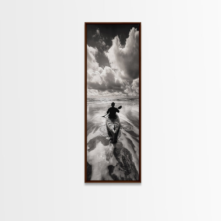 Ocean Adventure, Kayak Journey, Seascape Escape, Framed Canvas Print, Modern Office Wall Art, Coastal Decor, Adventure Photography