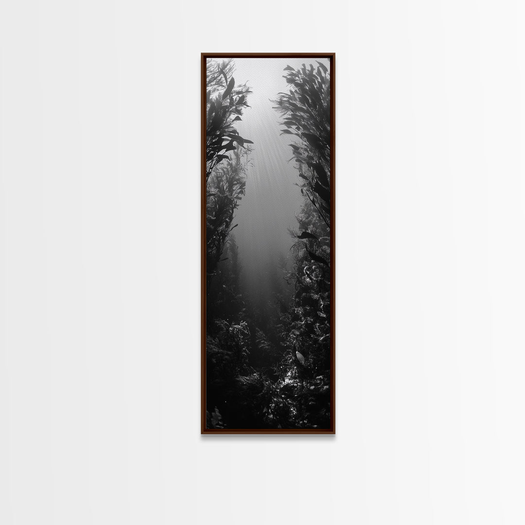 Kelp Forest, Underwater Light, Ocean Depths, Canvas Print, Bathroom Wall Art, Marine Inspired Decor, Nature Photography, Minimalist Style