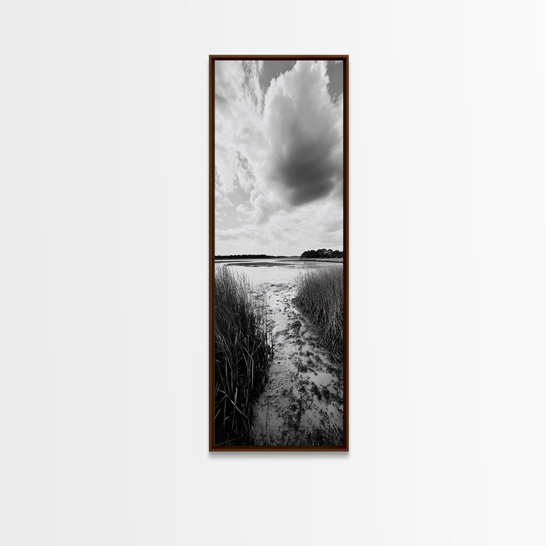 Marsh Trail, Nature Path, Quiet Wetland Scene, Canvas Print, Entryway Wall Art, Rustic Decor, Neutral Color Palette, Modern Nature Style