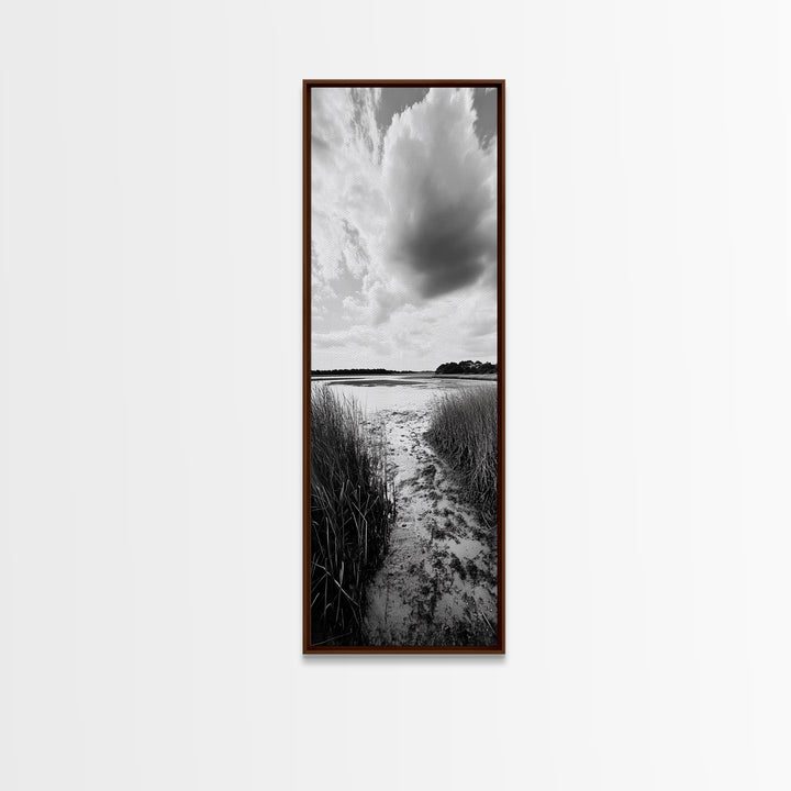 Marsh Trail, Nature Path, Quiet Wetland Scene, Canvas Print, Entryway Wall Art, Rustic Decor, Neutral Color Palette, Modern Nature Style