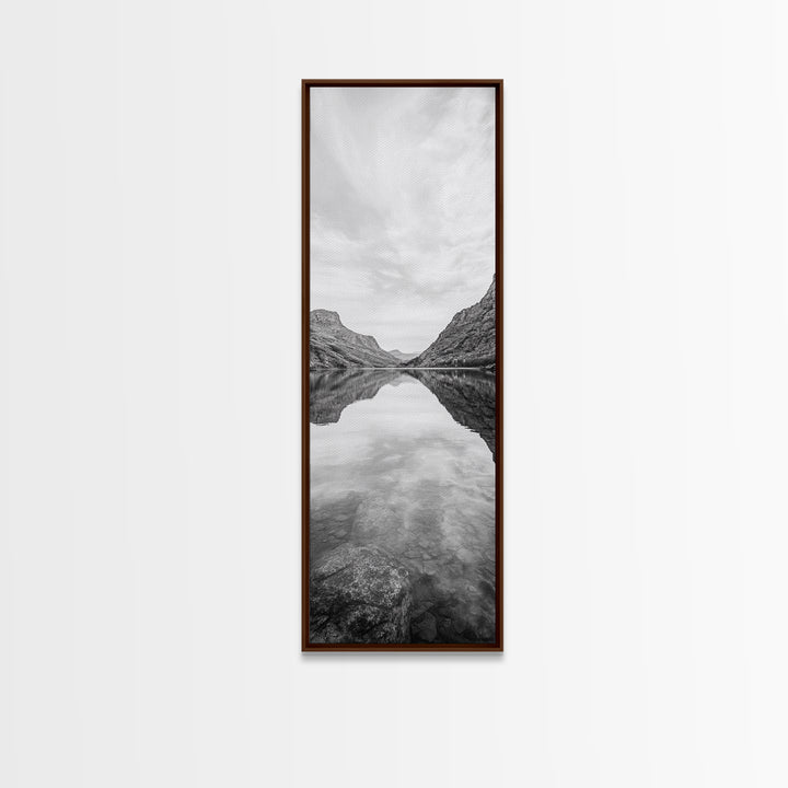 Mountain Lake, Glassy Water, Serene Reflection, Canvas Print, Bedroom Wall Art, Nature Photography, Minimalist Decor, Tranquil Vibe