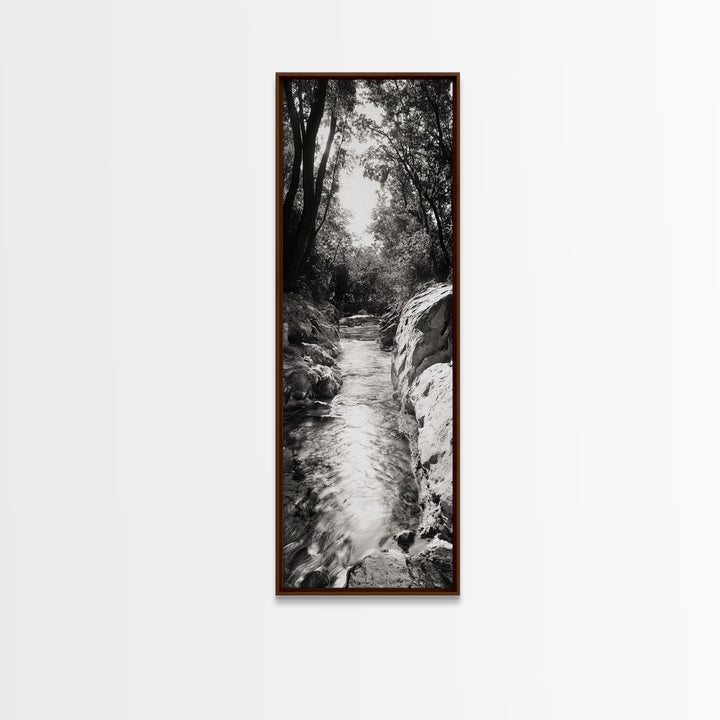 River Light Path, Black White Nature, Zen Landscape, Forest Photography, Canvas Print, Rustic Home Decor, Entryway Wall Art, Cabin Wall Art