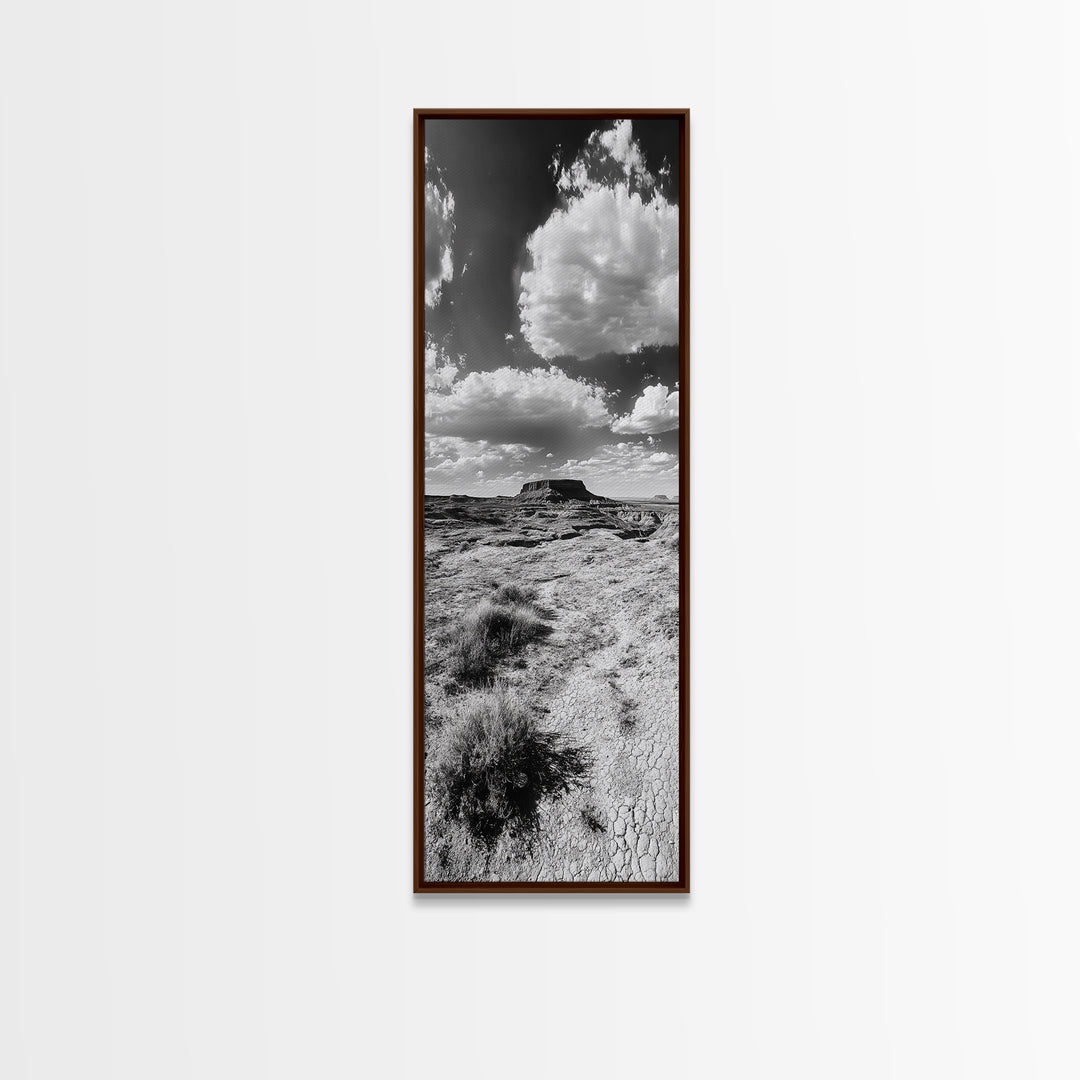 Desert Butte View, Southwest Horizon, Dramatic Sky, Framed Canvas Print, Boho Living Room Art, Western Landscape Photography, Man Cave