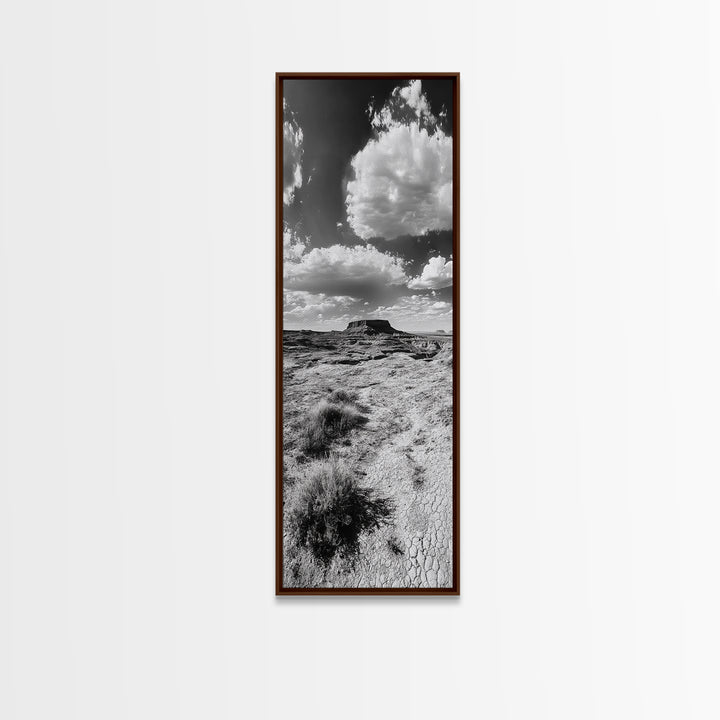 Desert Butte View, Southwest Horizon, Dramatic Sky, Framed Canvas Print, Boho Living Room Art, Western Landscape Photography, Man Cave