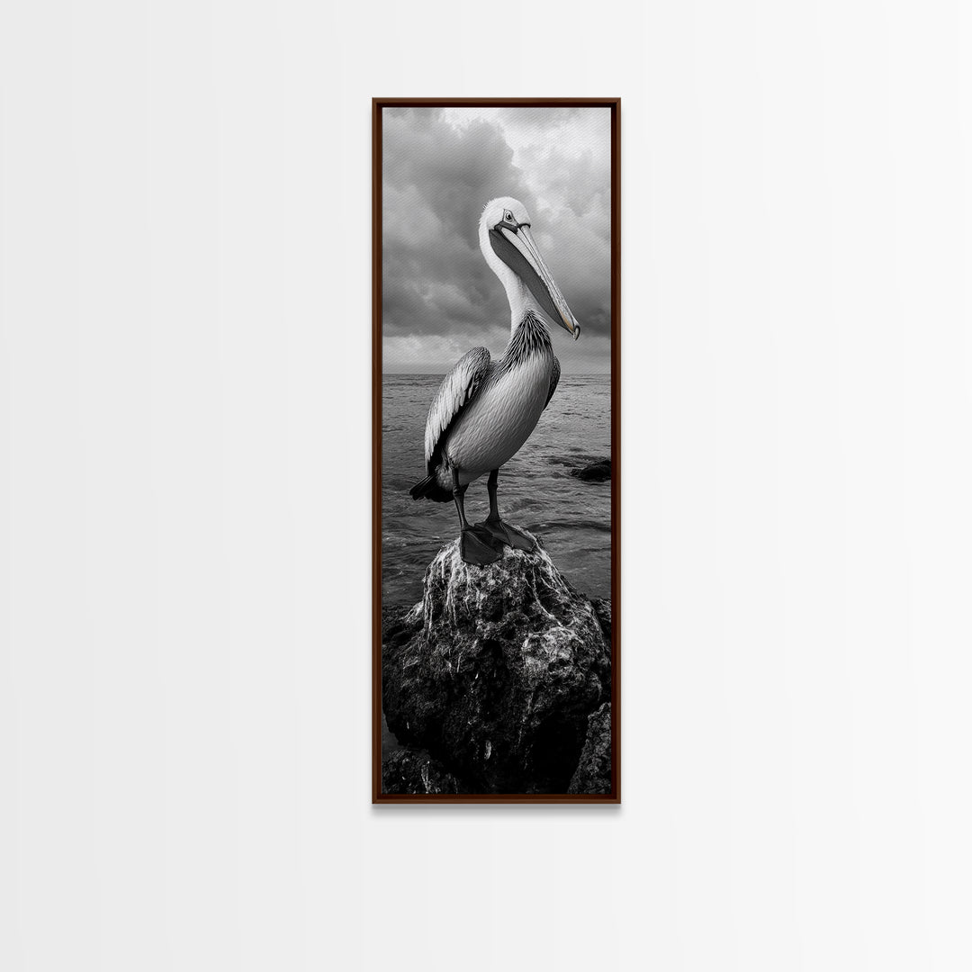 Coastal Bird Portrait, Ocean Wildlife, Nature Decor, Minimalist Art, Framed Canvas Print, Beach House Bathroom Wall Art, Living Room Art