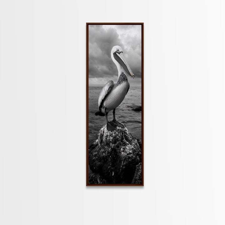 Coastal Bird Portrait, Ocean Wildlife, Nature Decor, Minimalist Art, Framed Canvas Print, Beach House Bathroom Wall Art, Living Room Art