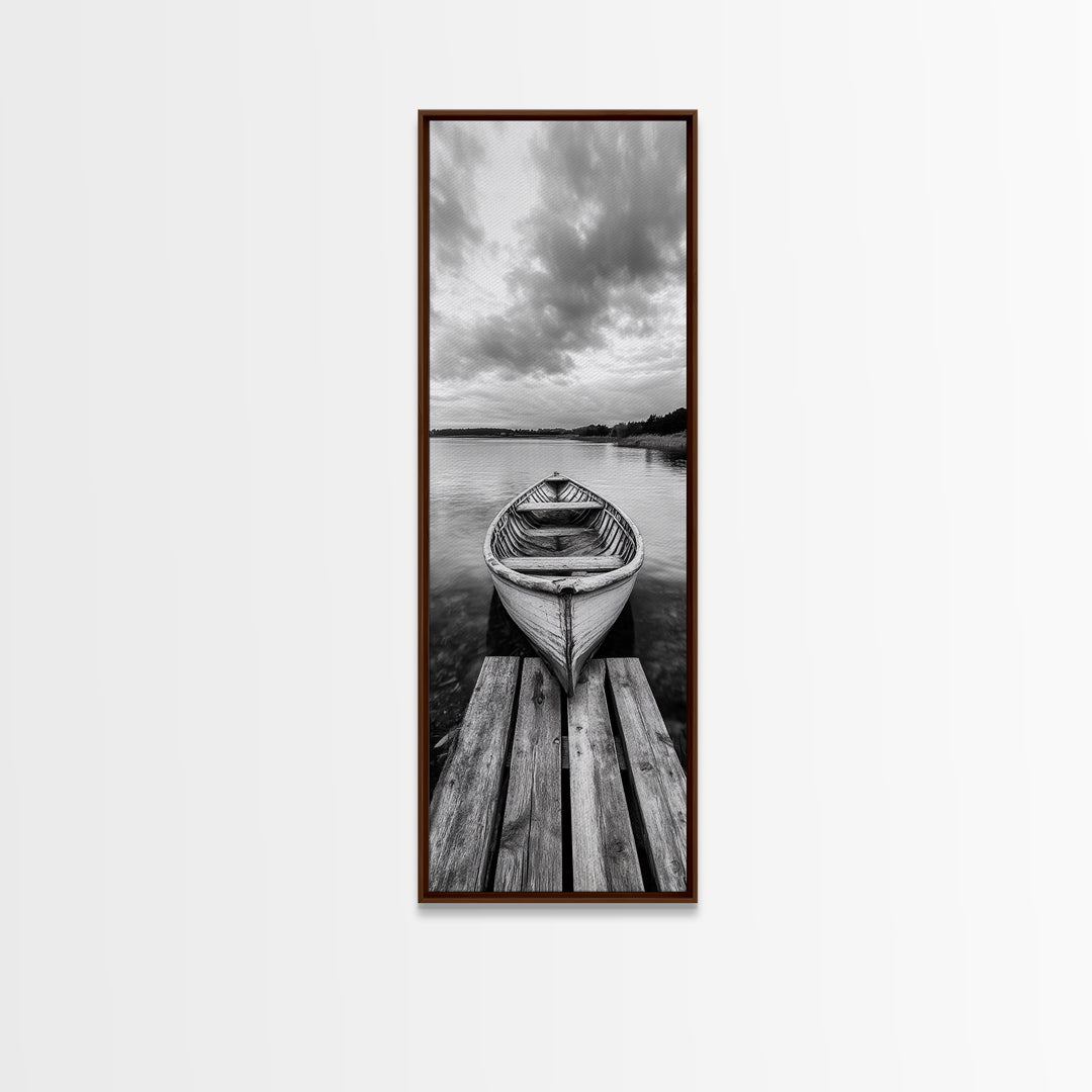 Rowboat Reflection, Still Water, Lake Life, Canvas Print, Rustic Cabin Wall Art, Nature Photography, Bedroom Art, Den Lakehouse Decor