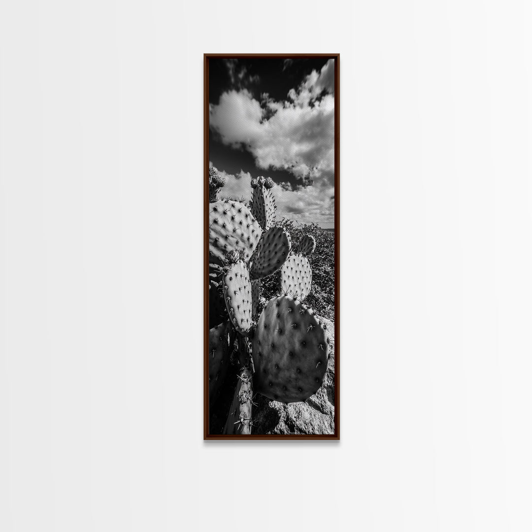 Desert Cactus Closeup, Prickly Pear Focus, Bold Nature Decor, Framed Canvas Print, Southwestern Kitchen Decor, Living Room Art