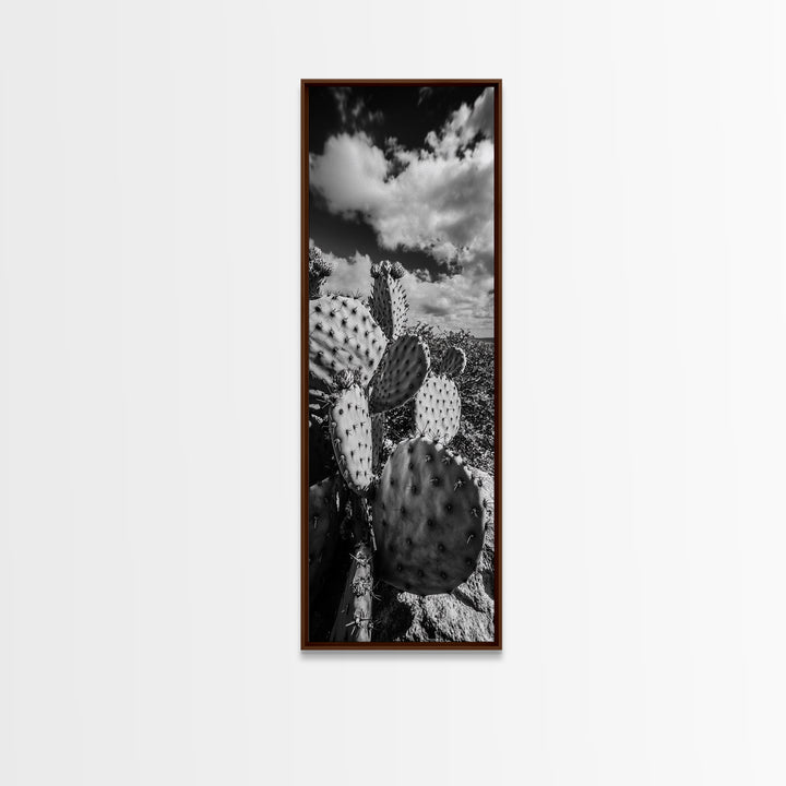 Desert Cactus Closeup, Prickly Pear Focus, Bold Nature Decor, Framed Canvas Print, Southwestern Kitchen Decor, Living Room Art
