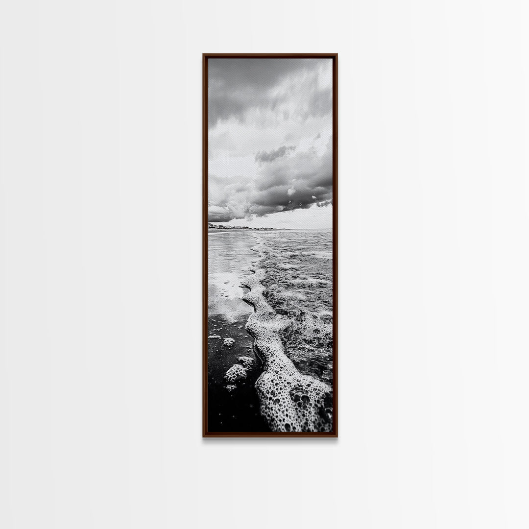 Stormy Waves, Sea Foam, Coastal Ocean, Canvas Print, Moody Seascape, Neutral Wall Art, Beach Bathroom or Entryway Home Decor