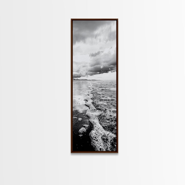 Stormy Waves, Sea Foam, Coastal Ocean, Canvas Print, Moody Seascape, Neutral Wall Art, Beach Bathroom or Entryway Home Decor