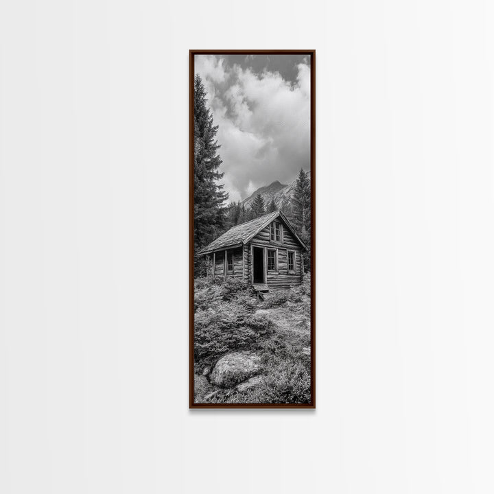 Rustic Cabin, Mountain Retreat, Forest Escape, Framed Canvas Print, Fall Nature Art, Cozy Lodge Decor, Bedroom or Den Wall Piece