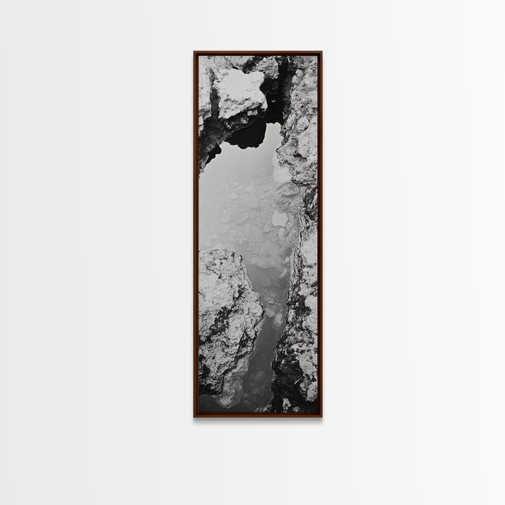 Tidal Pool, Coastal Rock, Still Water, Natural Texture, Framed Canvas Print Earth Tone Decor, Zen Bathroom Art, Modern Minimalist Nature Wall Print
