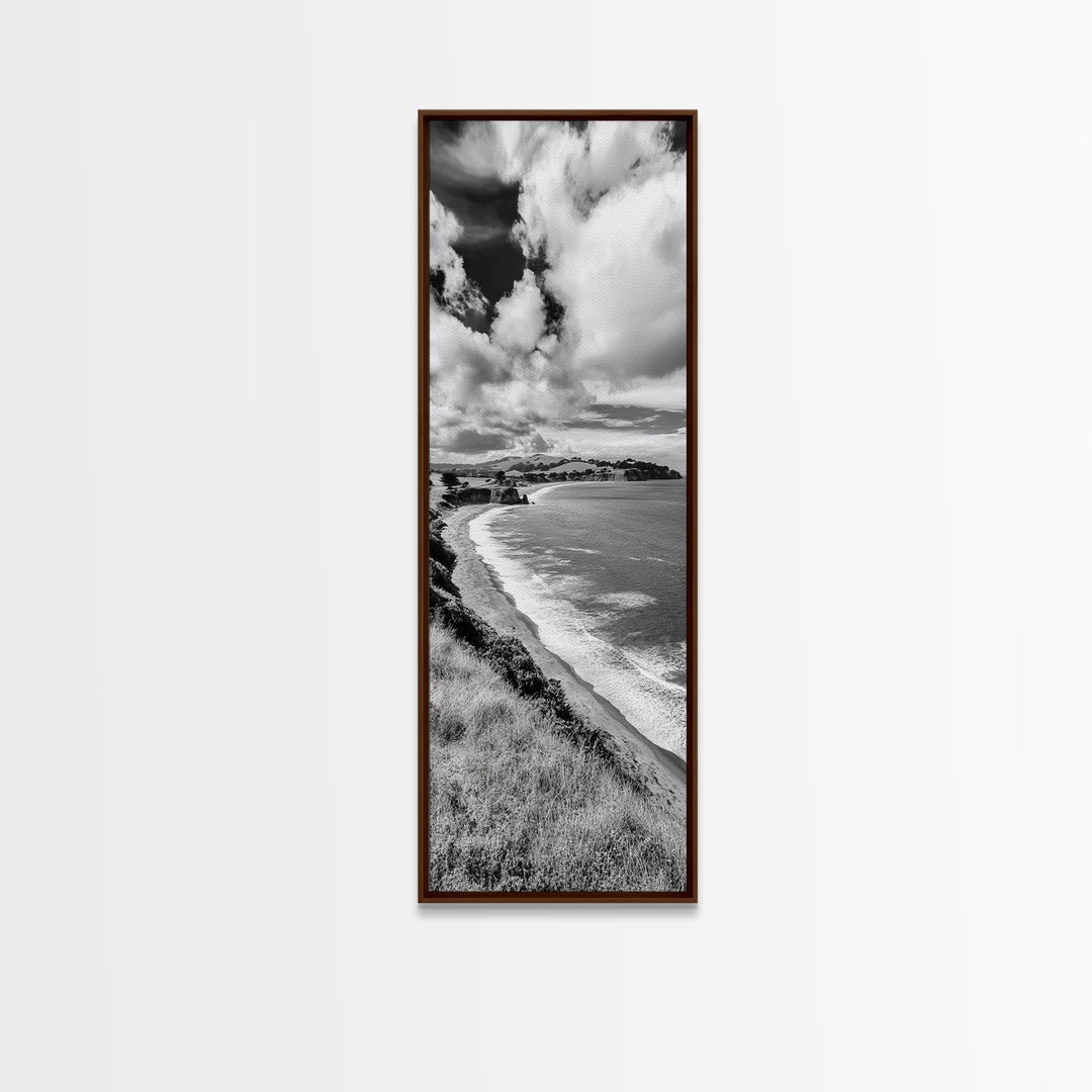 Seaside Cliffs, Rolling Hills, Dramatic Clouds, Framed Canvas Print, Country Landscape Art, Living Room Wall Art, Modern Rustic Decor