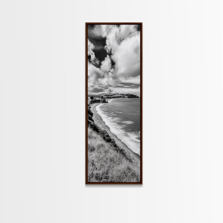 Seaside Cliffs, Rolling Hills, Dramatic Clouds, Framed Canvas Print, Country Landscape Art, Living Room Wall Art, Modern Rustic Decor