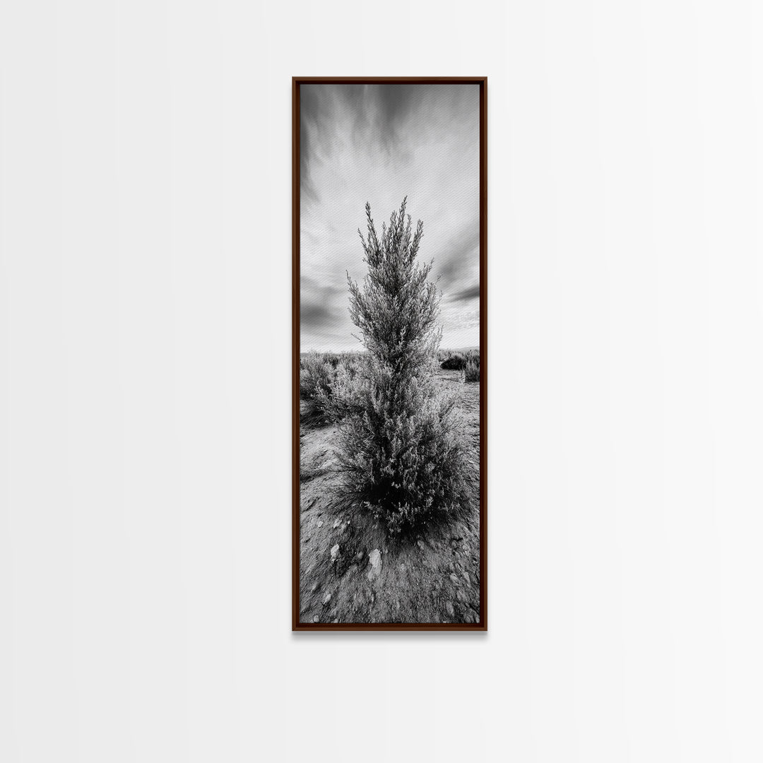Desert Tree, Nature Minimalism, Solitary Landscape, Framed Canvas Print, Living Room Wall Art, Earth Tone Art, Tranquil Modern Decor